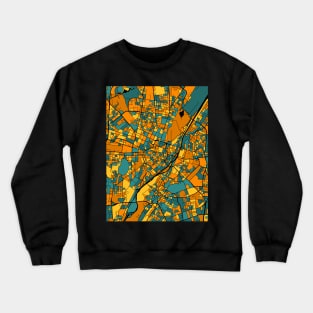 Munich Map Pattern in Orange & Teal Crewneck Sweatshirt